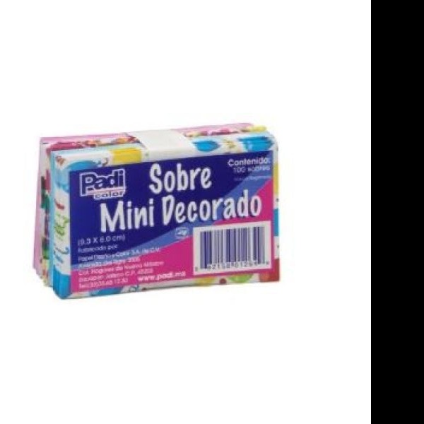 SOBRE BOND DECORADO MINI PADI 5.5X9CM PAQ.C100 PZ. E.180